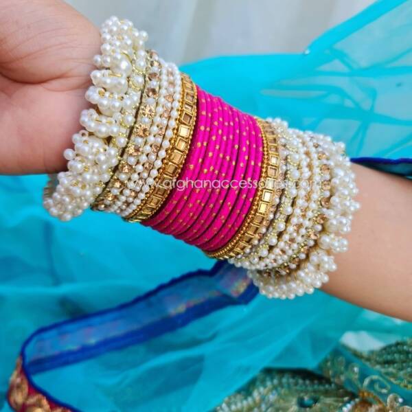 Motiya Bangle Set for Women with Elegant Pearl Inspired Design