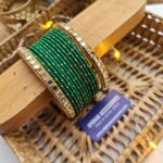 Pearl Sheesha Bangle Set for Women with Pearl and Mirror Work Design