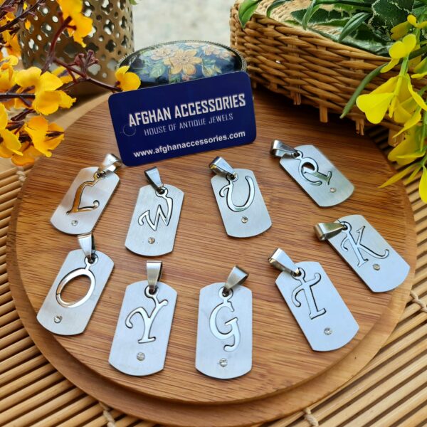 Stainless Steel Alphabet Pendant with Polished Initial Letter Design