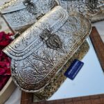 Antique Handcrafted Metallic Carved Brass Bag - Image 3