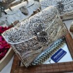 Antique Handcrafted Metallic Carved Brass Bag - Image 2