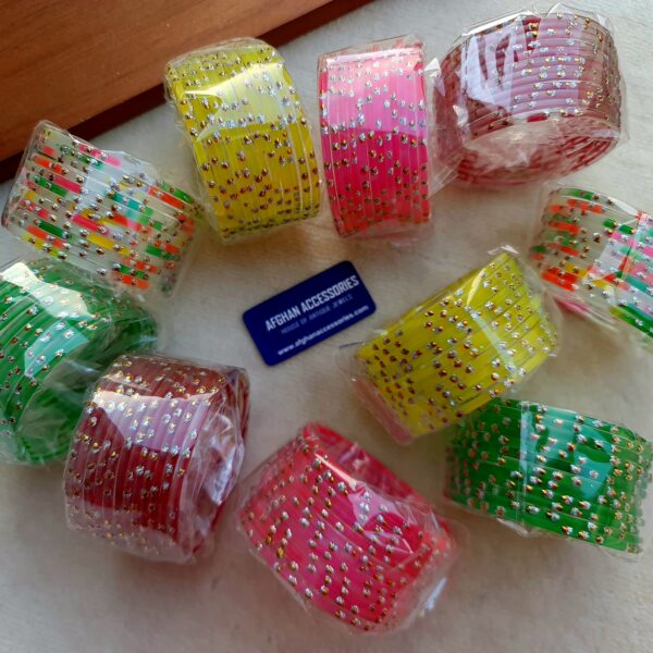 Raindrop Inspired Kaanch Ki Choori 4 Dozen 4 Colours Glass Bangles Set for Women
