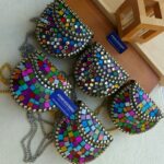 Antique Handcrafted Mosaic Mirror Kundan Bag with Mirror and Kundan Detailing