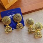 Antique Gold Carved Jhumka with Intricate Carved Detailing