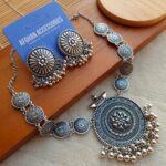 Antique Oxidized Mayal Necklace Set - Image 2