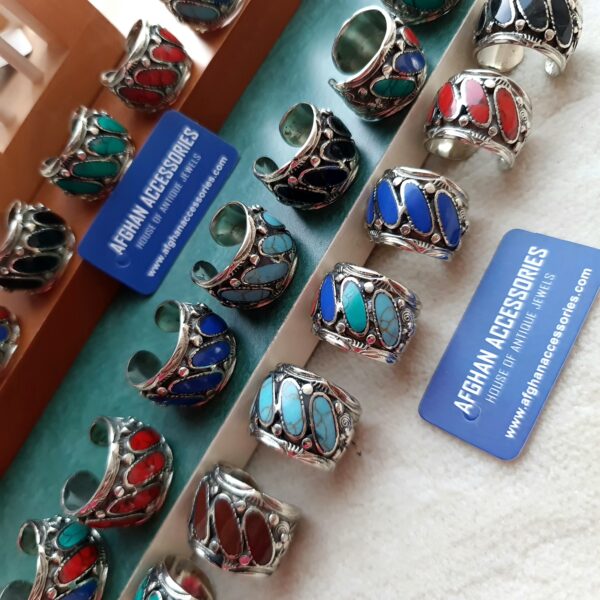 Antique German Silver Handcrafted Gemstone Ring with Intricate Artisan Design