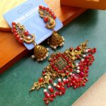 Antique red peacock chokar set