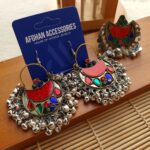 Ethnic Afghan Chandbali Earrings with Matching Ring in Traditional Design