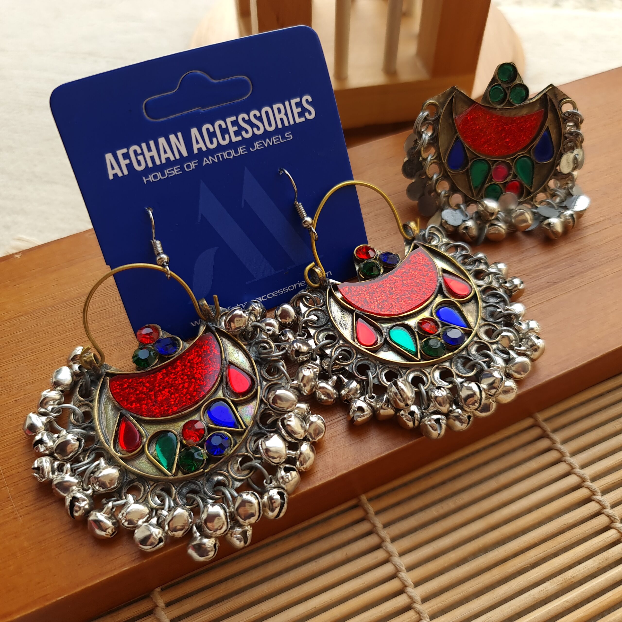 20260706_181110 Ethnic Afghan Chandbali Earrings with Matching Ring in Traditional Design