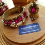 Antique Handcrafted RAQSAM Bangle with Stone Ring for Women in Traditional Antique Design