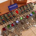 Vintage Afghan heavy bridal chokar in red green and blue