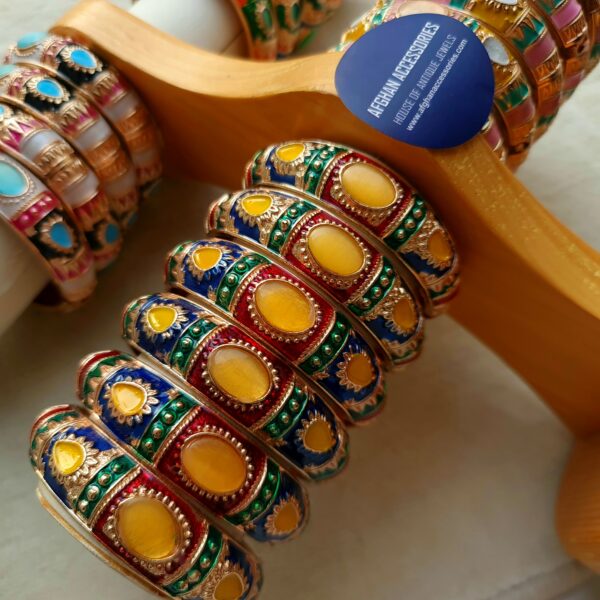 Image Alt Text Antique Meenakari Stone Bangles with Colorful Meenakari and Stone Detailing