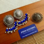 Antique Oxidized Phulkari Ring with Earrings - Image 4