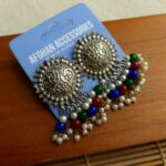 Antique Oxidized Phulkari Earrings - Image 2