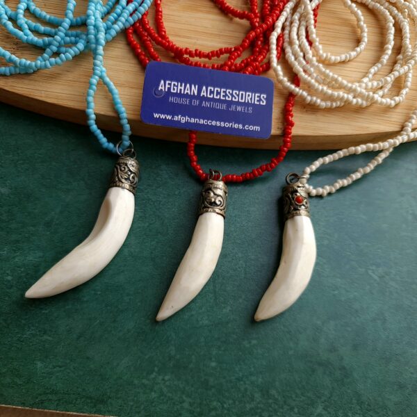 Premium German silver camel bone Tibetan pendant with long mala
