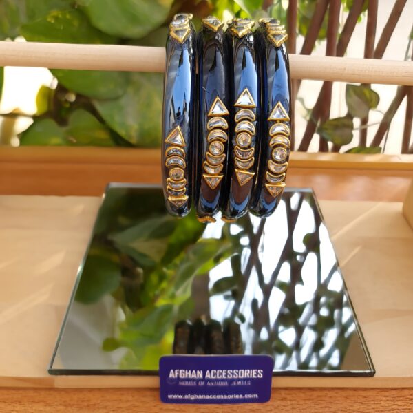 Marble Kundan Bangles for Women with Elegant Kundan Stone Design