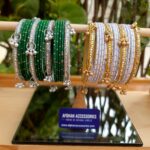 Azadi Deal Metallic Rhinestone Kashmiri Bangles Set for Women with Sparkling Rhinestones