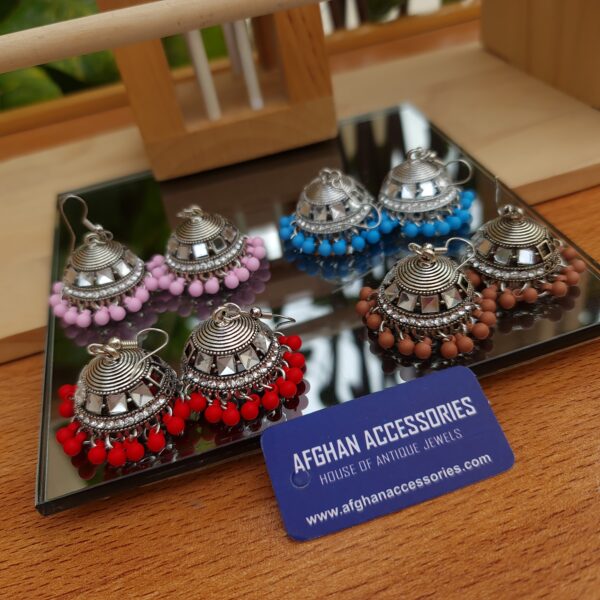 Antique Sheesha Jhumka with Traditional Mirror Detailing