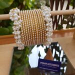 Pearl Rhinestone Bangle Set with Elegant Traditional Detailing