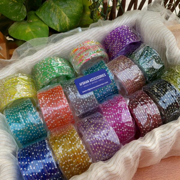 Raindrop Glitter Glass Bangles with Sparkling Glitter Detailing