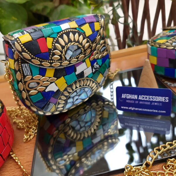 Antique Handcrafted Brass Mosaic Clutch