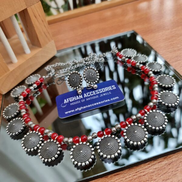 Antique Oxidized Necklace Set with Intricate Traditional Detailing